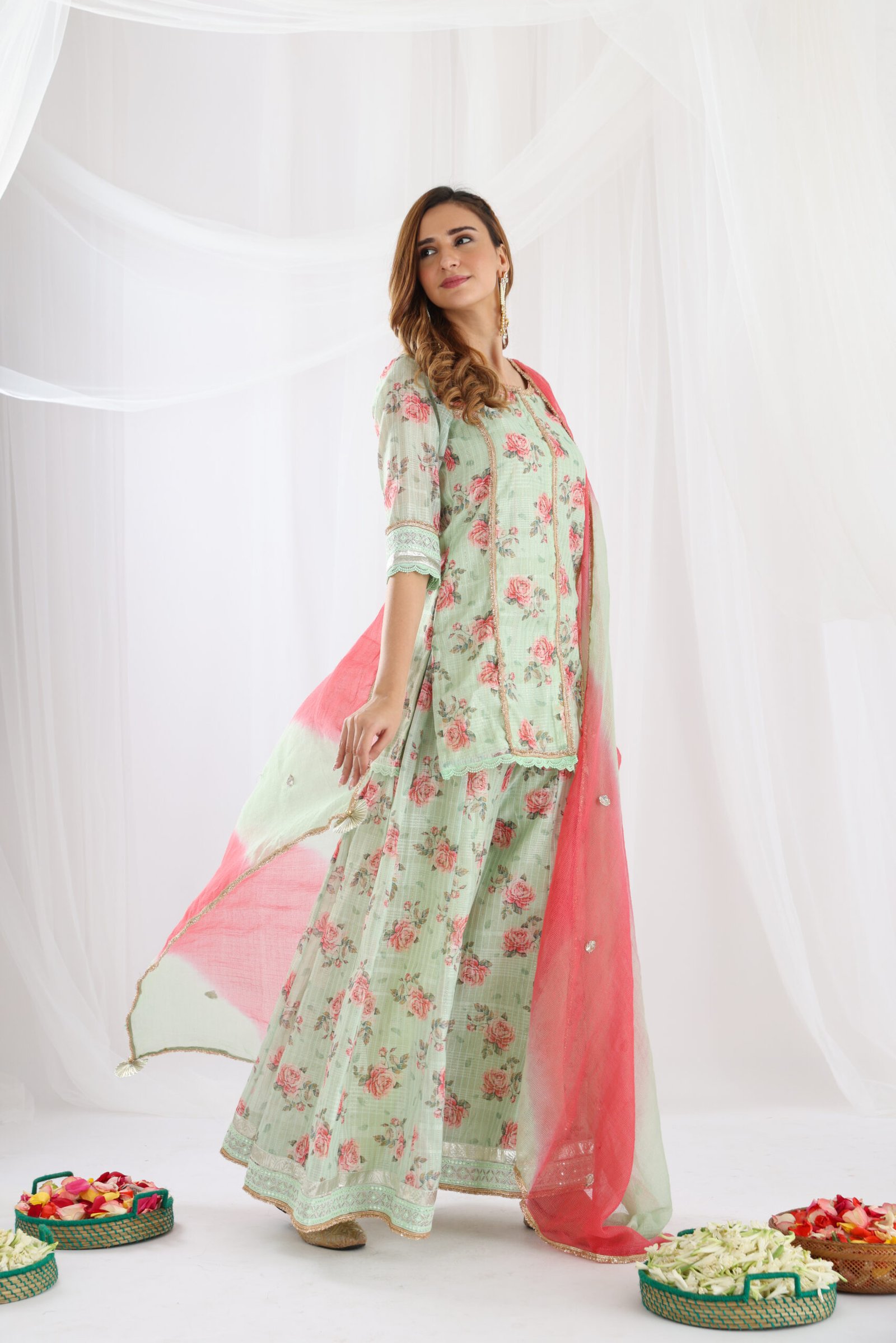 Chanderi Silk Printed Sharara Set