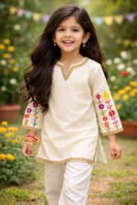 Embroidered Flower Bloom Tunic With Pants