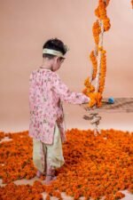 Lotus Pichwai Printed Kurta with Dhoti - Image 3