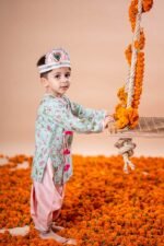 Lotus Pichwai Printed Kurta with Dhoti - Image 10