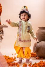Krishna Sitting with Bansuri Dhoti Kurta Set - Image 2