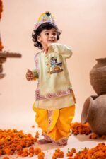 Krishna Sitting with Bansuri Dhoti Kurta Set - Image 3