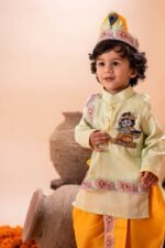 Krishna Sitting with Bansuri Dhoti Kurta Set - Image 4