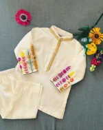 Embroidered Flower Bloom Kurta Pyjama - Image 2
