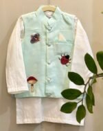Mushroom Forest Nehru Jacket and Kurta Set For Boys