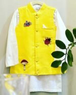 Mushroom Forest Nehru Jacket and Kurta Set For Boys - Image 3