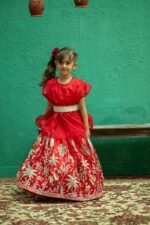 Flamingo Floral Embroidered Lehenga - Image 4
