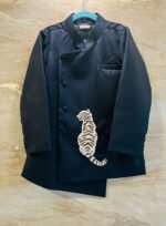 Royal Leopard Embroidered Asymmetric Jacket Set - Image 3