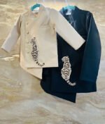 Royal Leopard Embroidered Asymmetric Jacket Set
