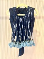 Blue Lotus Tassel Lehenga - Image 4