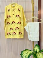 Lovebird Embroidered Kurta Pyjama Set - Image 5
