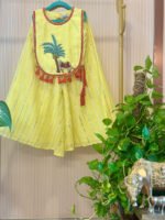 Cow And Palm Tree Embroidered Top With Plazzos - Image 3