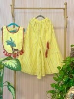 Cow And Palm Tree Embroidered Top With Plazzos