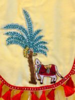Cow And Palm Tree Embroidered Top With Plazzos - Image 4