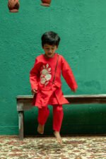 Bold Bloom Asymmetric Jacket Kurta Set - Image 8