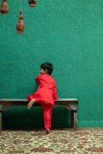 Bold Bloom Asymmetric Jacket Kurta Set - Image 6