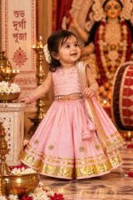 Gulab gotta mirror Lehenga Set For Girls