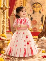 Dhakai Cotton Printed Lehenga Set For Girls