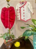 Laal Phool Dhakai Angarakha kurta Set for boys - Image 3