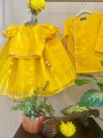 Basanti Dhakai Cotton Lehenga Set for Girls - Image 2