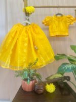 Basanti Dhakai Cotton Lehenga Set for Girls - Image 4